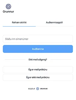Innskráningarsíða Minna síðna: auðkenning með rafrænum skilríkjum